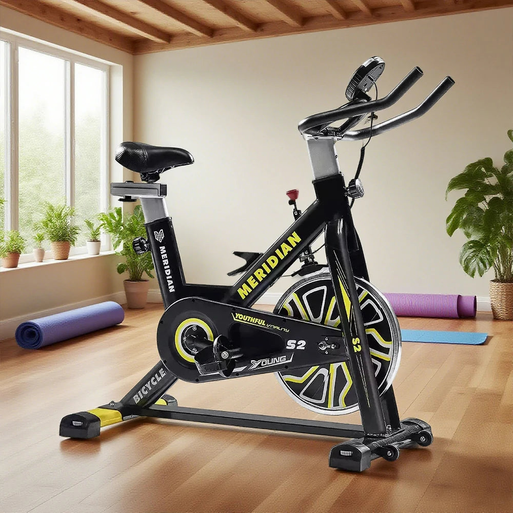 FITPRO Home Spin Bike - 6KG Flywheel, Stepless Resistance, 150kg Max Load - Black&Yellow