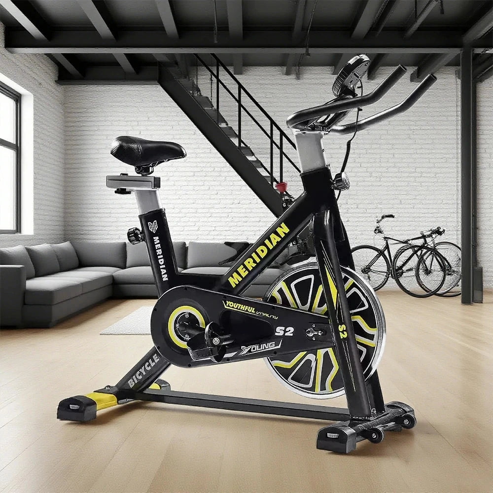 FITPRO Home Spin Bike - 6KG Flywheel, Stepless Resistance, 150kg Max Load - Black&Yellow