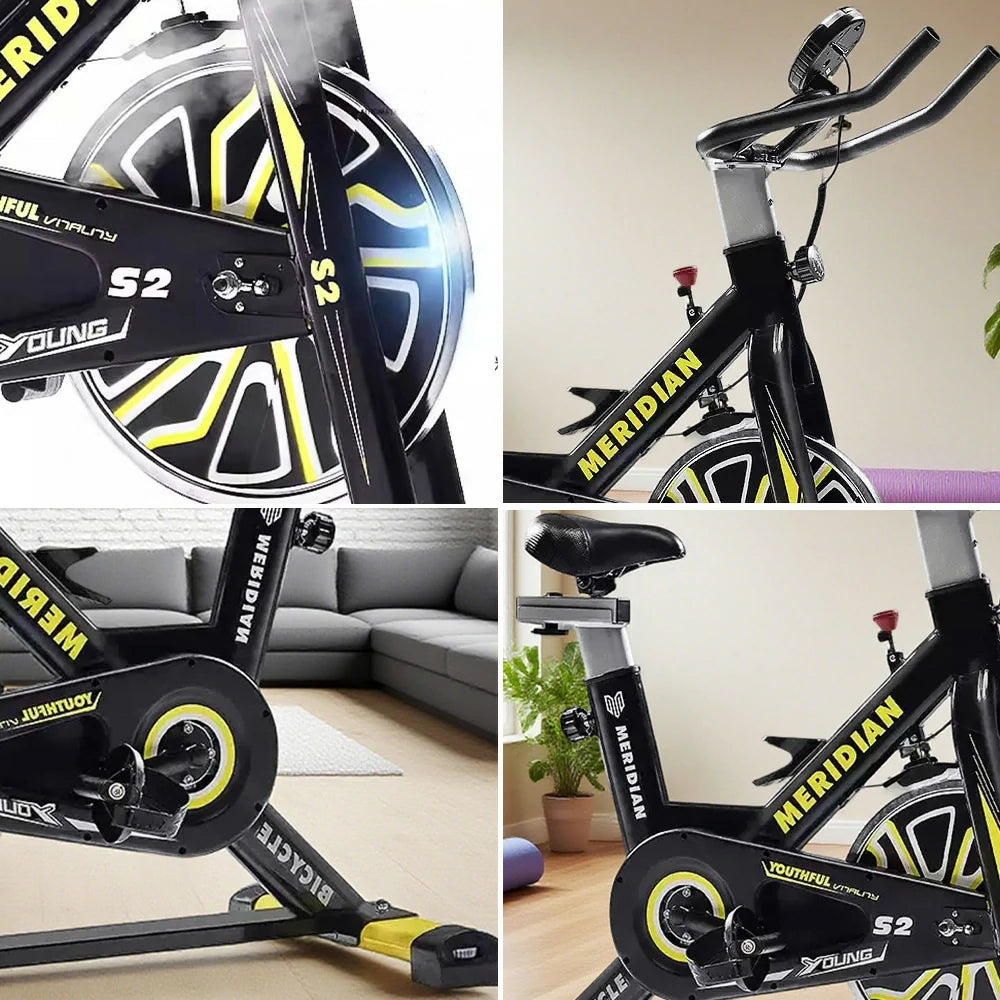 FITPRO Home Spin Bike - 6KG Flywheel, Stepless Resistance, 150kg Max Load - Black&Yellow