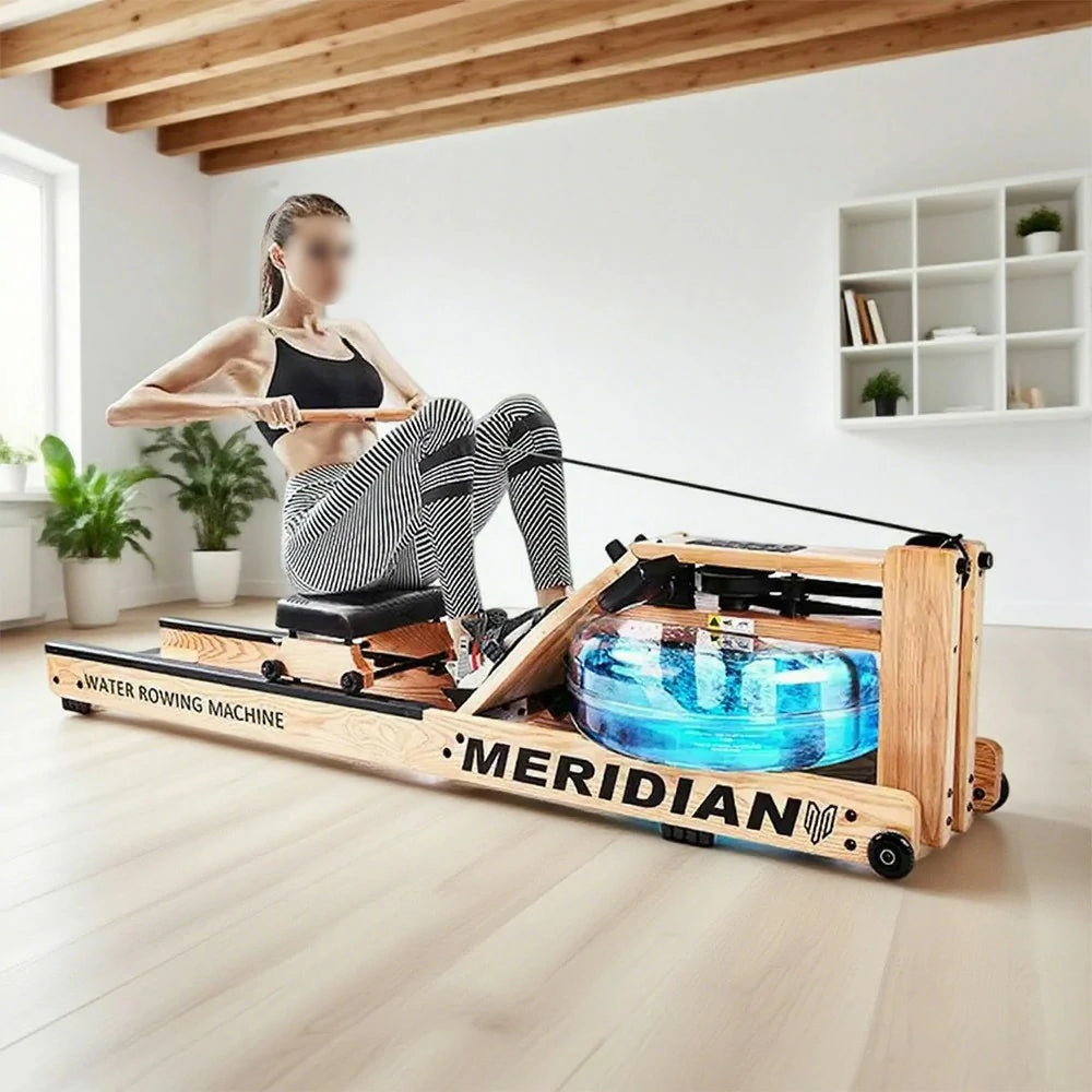 FITPRO Smart Rowing Machine - 18kg Flywheel, Stepless Resistance, Foldable Design, 150kg Capacity - Wood Finish