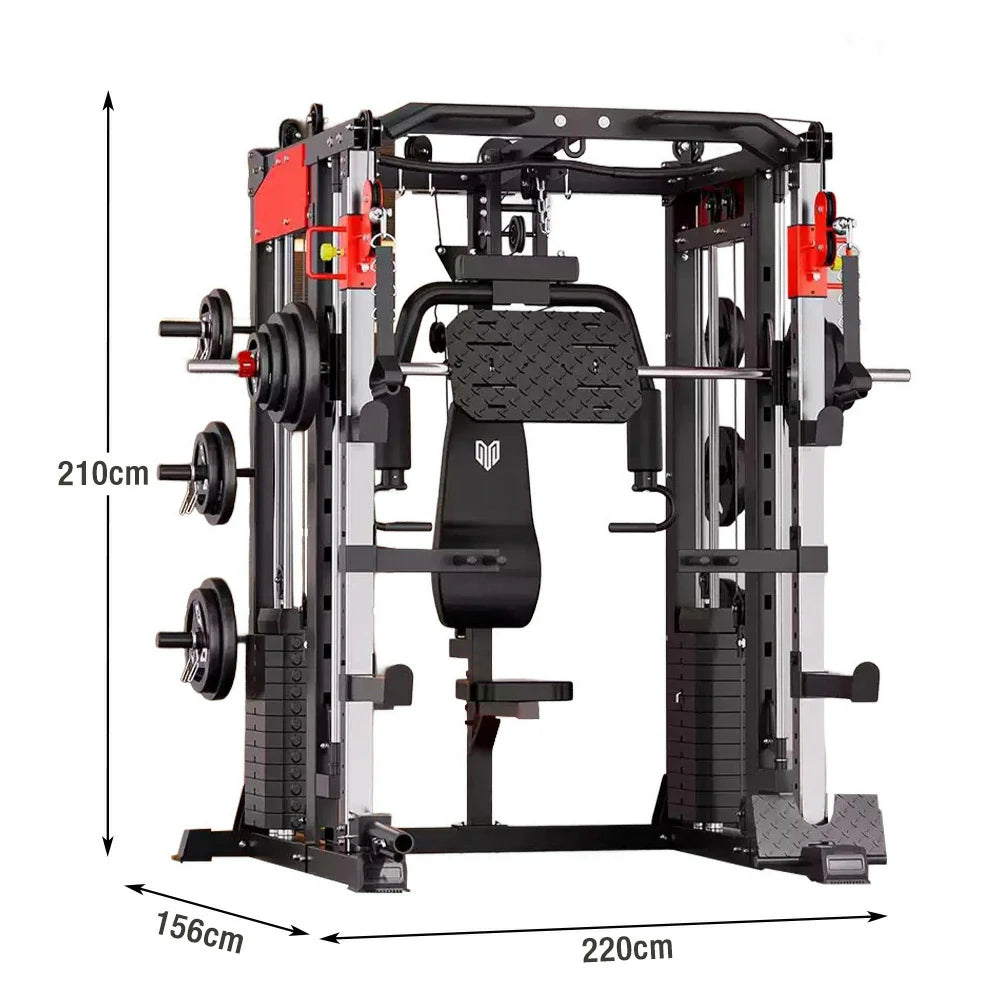 MERIDIAN Multi-Functional Smith Machine Home Gym – 800kg Max Load, 146kg Counterweight, Full-Body Training Station