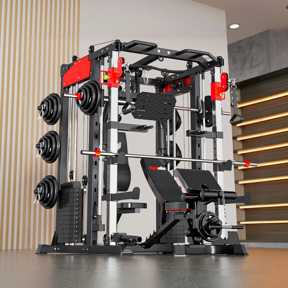 MERIDIAN Multi-Functional Smith Machine Home Gym – 800kg Max Load, 146kg Counterweight, Full-Body Training Station