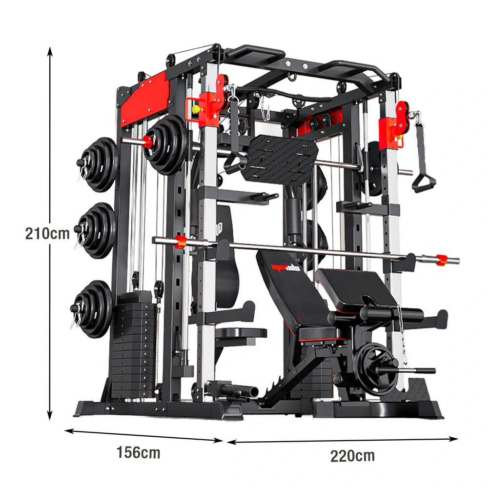 MERIDIAN Multi-Functional Smith Machine Home Gym – 800kg Max Load, 146kg Counterweight, Full-Body Training Station