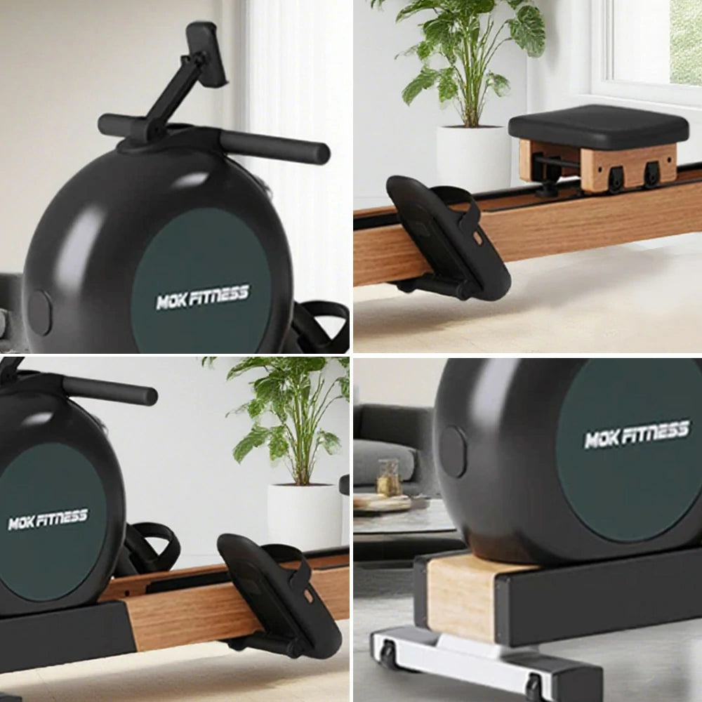 FITPRO Water Rowing Machine - Electromagnetic Dual Resistance, 32 Levels, Foldable Design, 150kg Capacity - Black