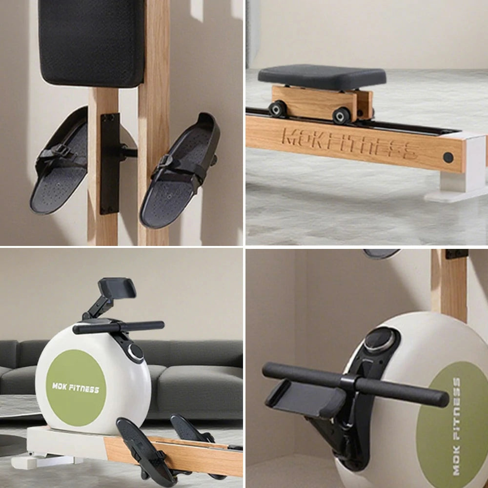 FITPRO Water Rowing Machine - Electromagnetic Dual Resistance, 32 Levels, Foldable Design, 150kg Capacity - Green