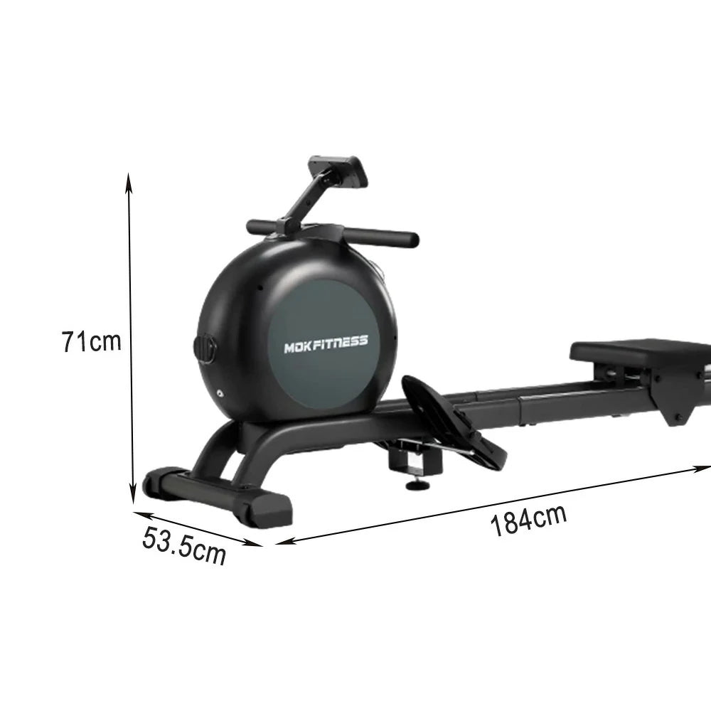 FITPRO Magnetic Rowing Machine - Self-Generating Power, 57kg Resistance, Quiet Design, 150kg Capacity, Steel Frame - Black