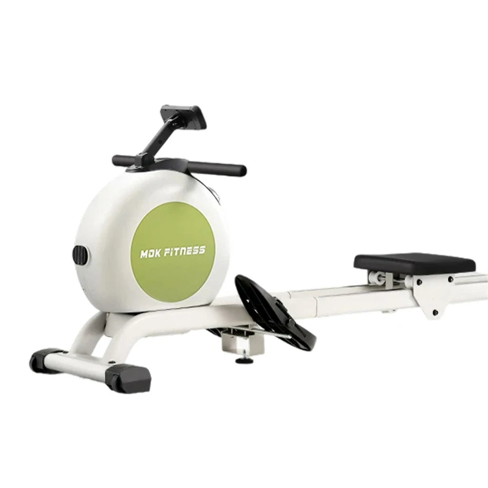 FITPRO Magnetic Rowing Machine - Self-Generating Power, 57kg Resistance, Quiet Design, 150kg Capacity, Solid Wood Frame - Green