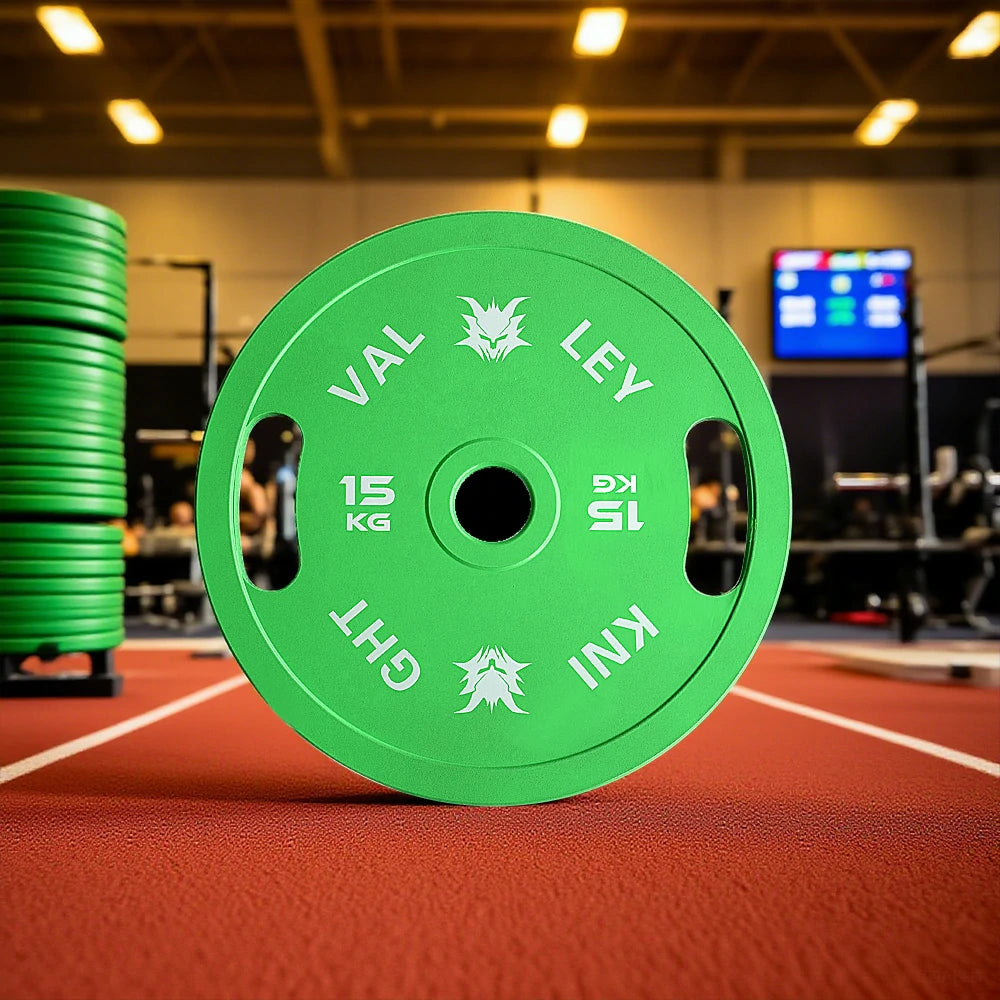 FITPRO Dual-Finish Weight Plate - 15kg, Chrome & Matte Texture, Ergonomic Grip Handles - Green