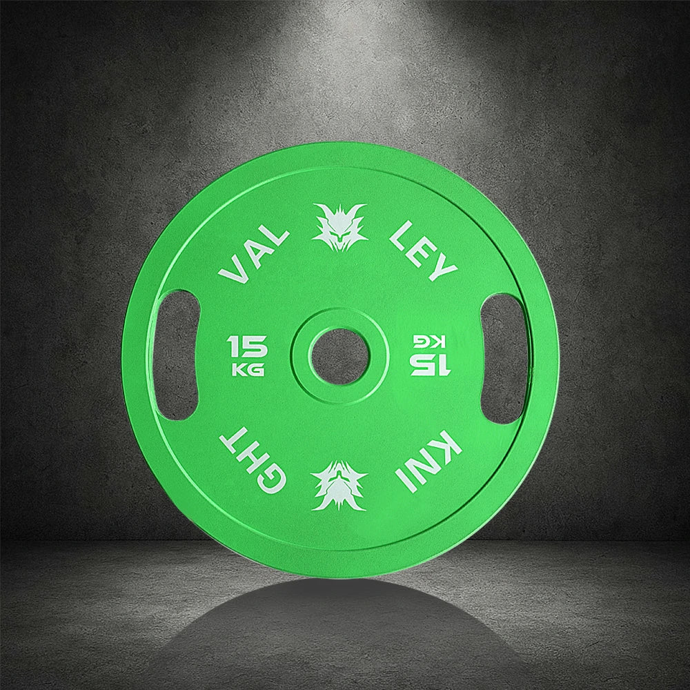 FITPRO Dual-Finish Weight Plate - 15kg, Chrome & Matte Texture, Ergonomic Grip Handles - Green