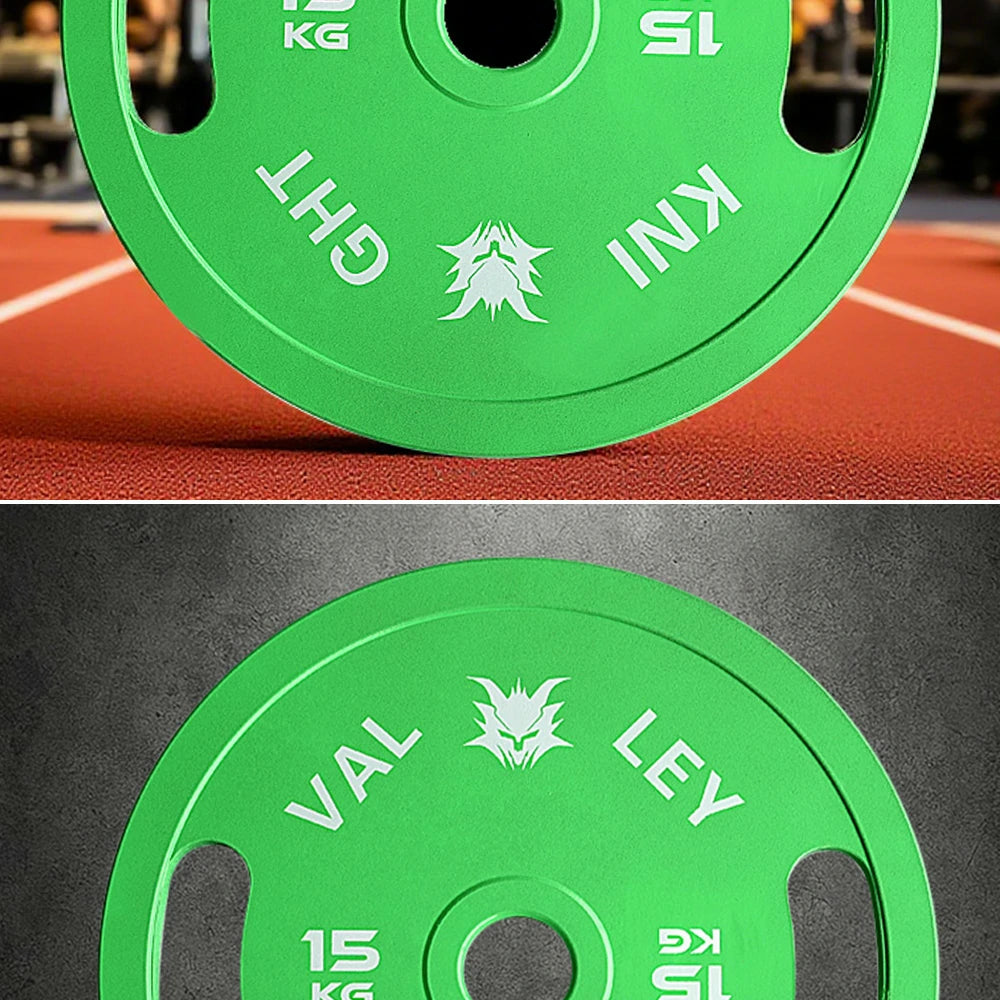 FITPRO Dual-Finish Weight Plate - 15kg, Chrome & Matte Texture, Ergonomic Grip Handles - Green