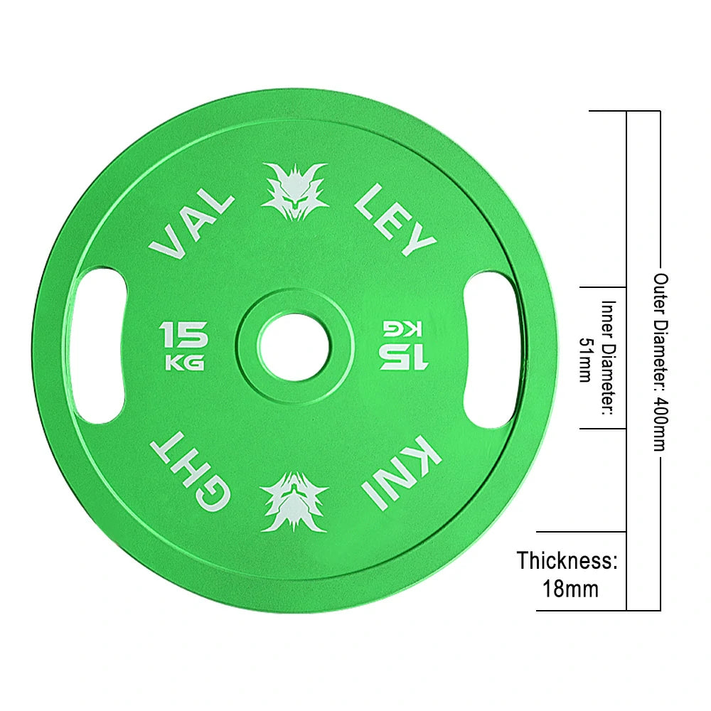 FITPRO Dual-Finish Weight Plate - 15kg, Chrome & Matte Texture, Ergonomic Grip Handles - Green