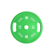 FITPRO Dual-Finish Weight Plate - 15kg, Chrome & Matte Texture, Ergonomic Grip Handles - Green