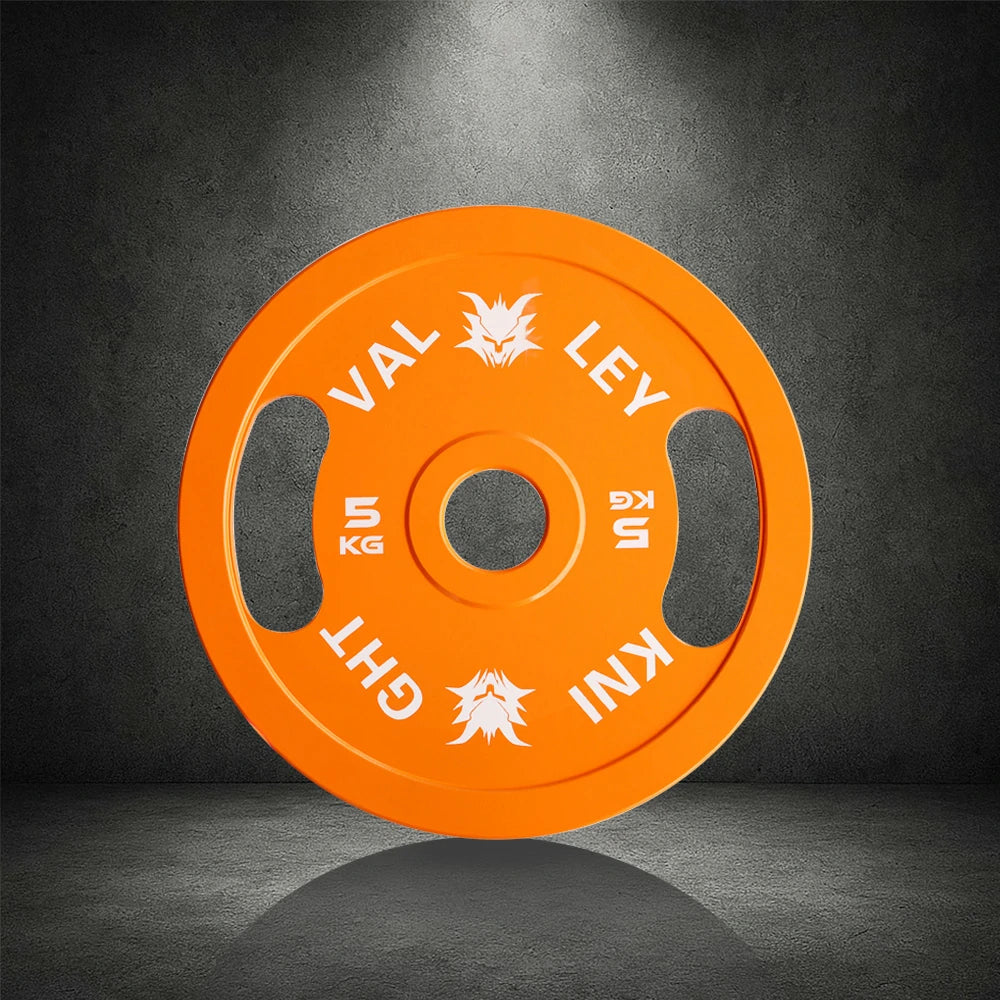 FITPRO Dual-Finish Weight Plate - 5kg, Chrome & Matte Texture, Ergonomic Grip Handles - Orange