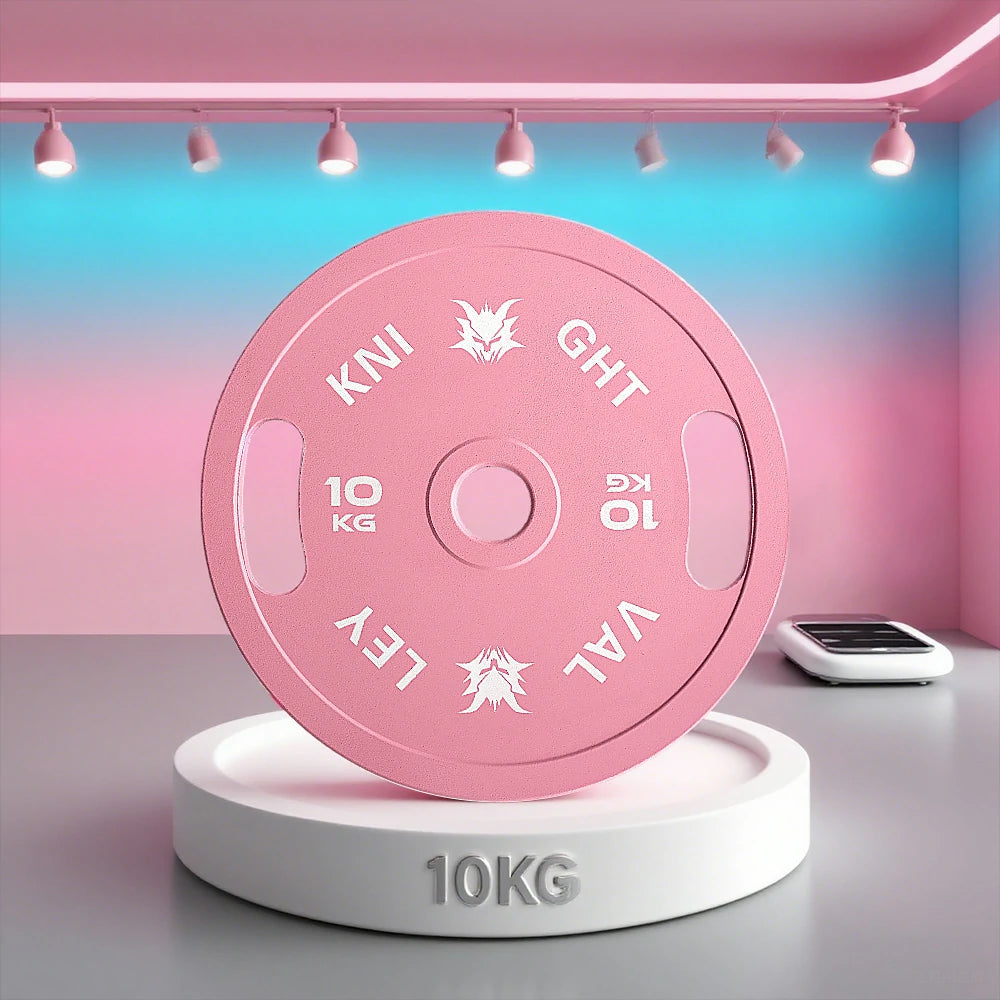 FITPRO Dual-Finish Weight Plate - 10kg, Chrome & Matte Texture, Ergonomic Grip Handles - Pink