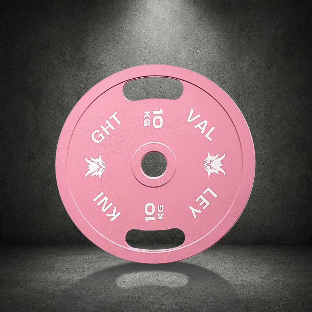 FITPRO Dual-Finish Weight Plate - 10kg, Chrome & Matte Texture, Ergonomic Grip Handles - Pink