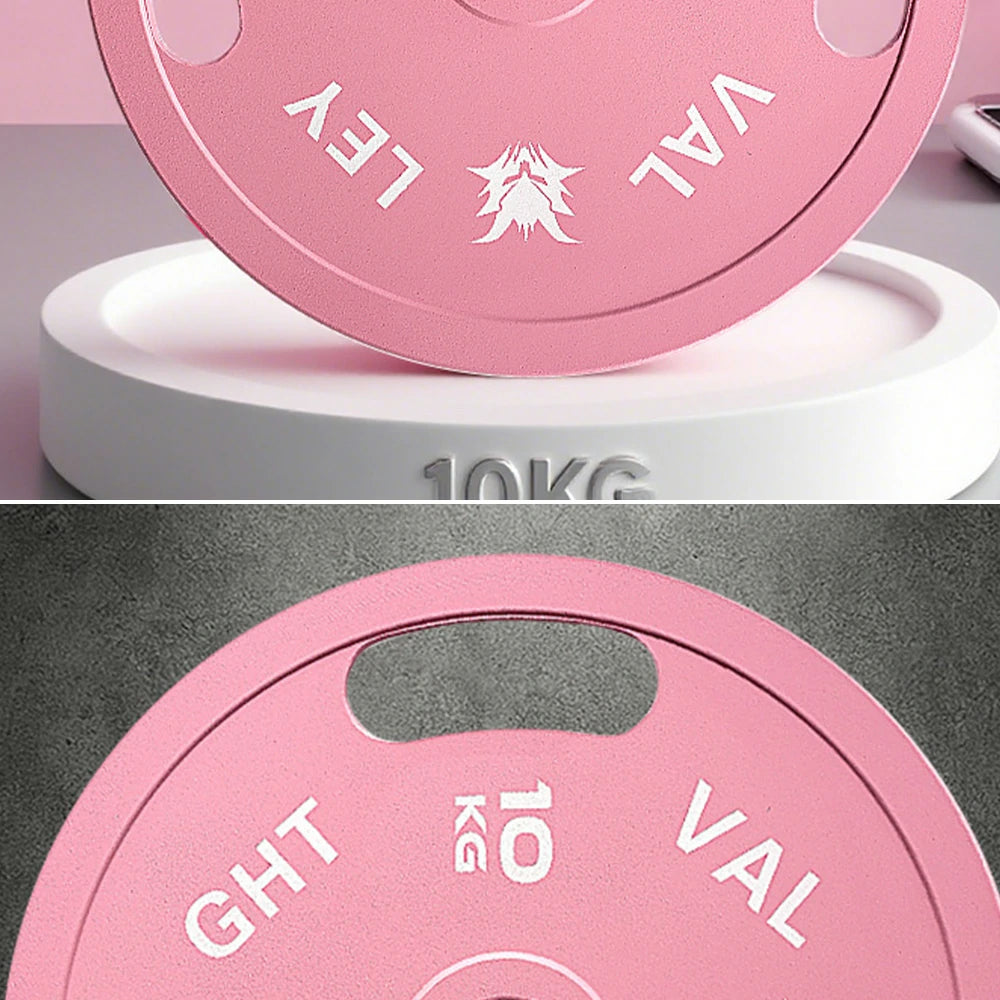 FITPRO Dual-Finish Weight Plate - 10kg, Chrome & Matte Texture, Ergonomic Grip Handles - Pink