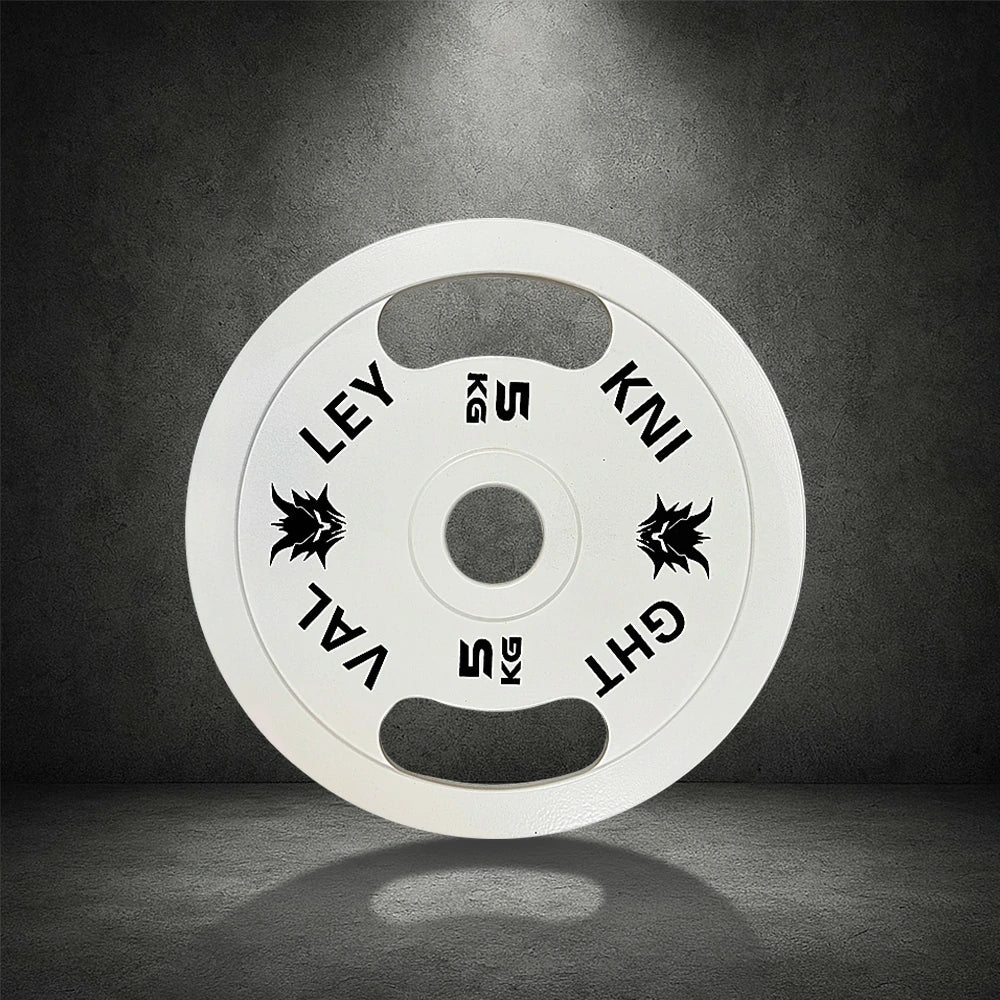 FITPRO Dual-Finish Weight Plate - 5kg, Chrome & Matte Texture, Ergonomic Grip Handles - White