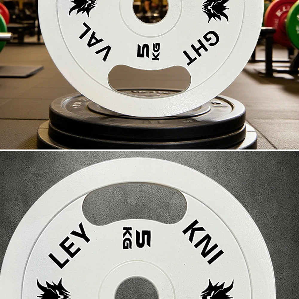 FITPRO Dual-Finish Weight Plate - 5kg, Chrome & Matte Texture, Ergonomic Grip Handles - White