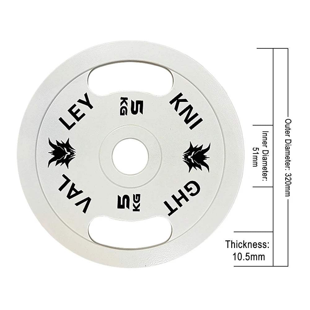 FITPRO Dual-Finish Weight Plate - 5kg, Chrome & Matte Texture, Ergonomic Grip Handles - White