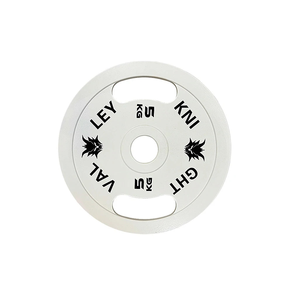 FITPRO Dual-Finish Weight Plate - 5kg, Chrome & Matte Texture, Ergonomic Grip Handles - White