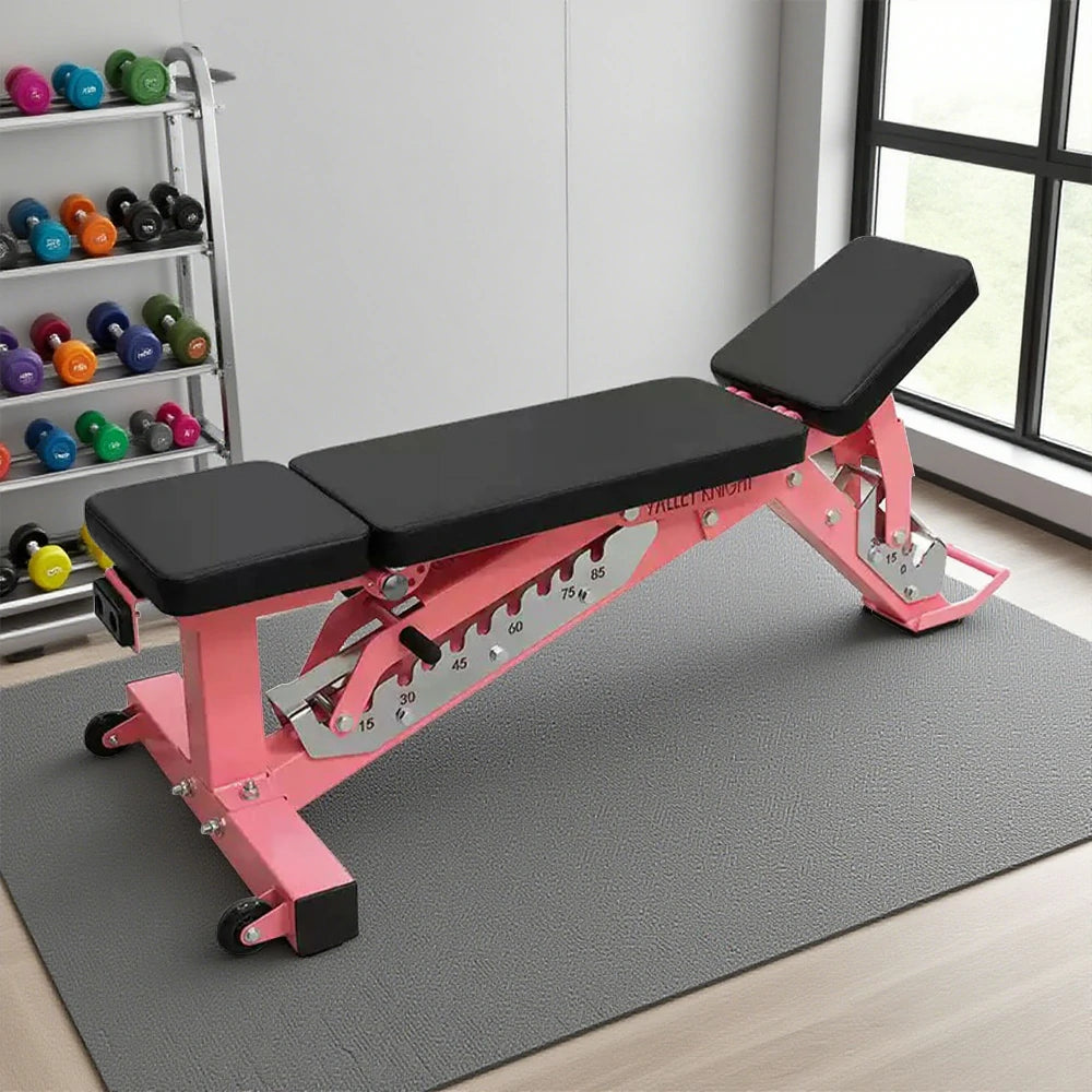 FITPRO Multi-Functional Foldable Weight Bench - 2-Level Adjustable Backrest, 300kg Max Load - Pink