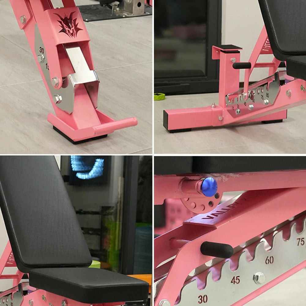 FITPRO Multi-Functional Foldable Weight Bench - 2-Level Adjustable Backrest, 300kg Max Load - Pink