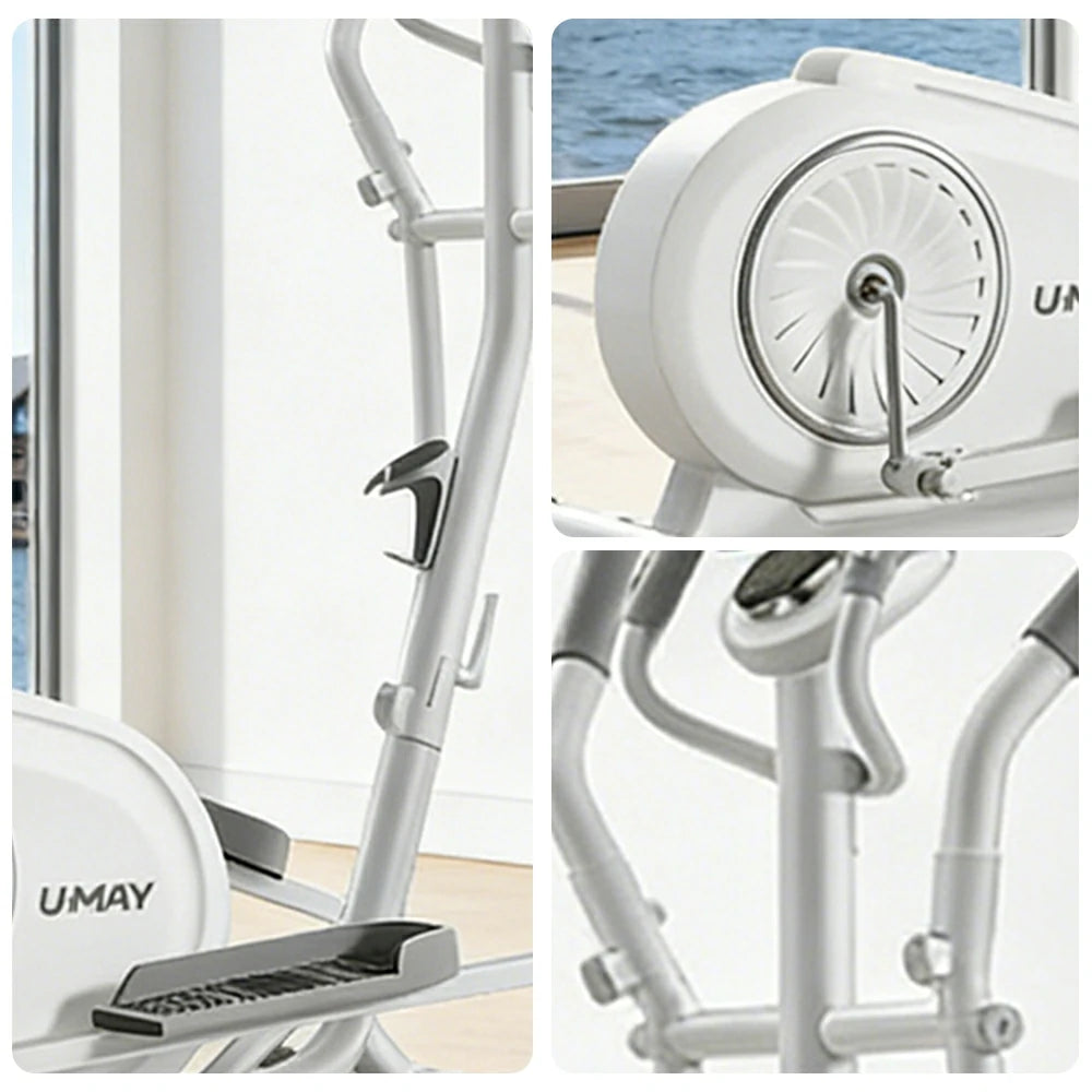 FITPRO Self-Powered Folding Elliptical Trainer Smooth Quiet Drive, Compact Home Fitness Machine - White