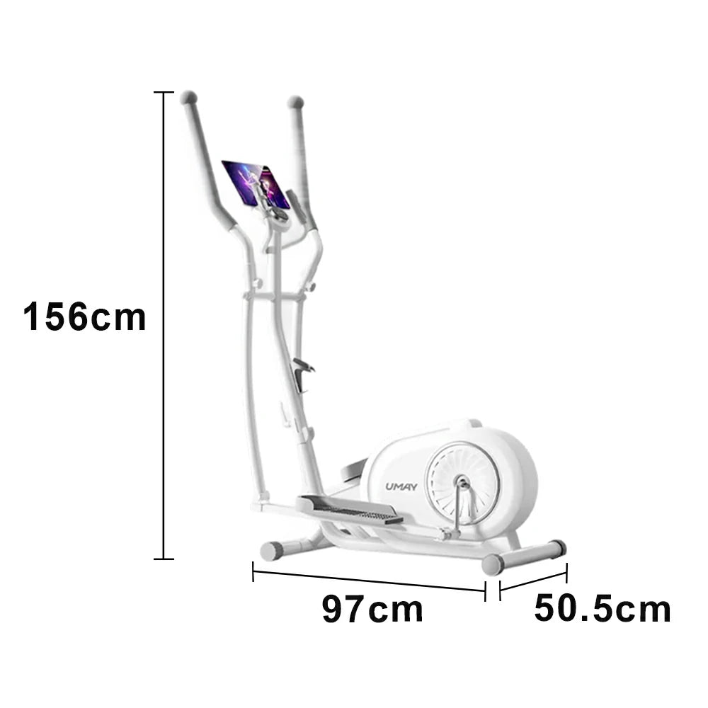 FITPRO Self-Powered Folding Elliptical Trainer Smooth Quiet Drive, Compact Home Fitness Machine - White