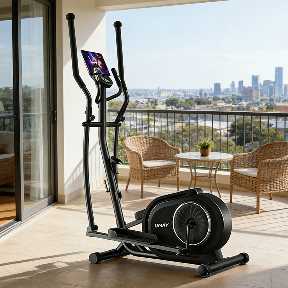 FITPRO Self-Powered Folding Elliptical Trainer Smooth Quiet Drive, Compact Home Fitness Machine - Black