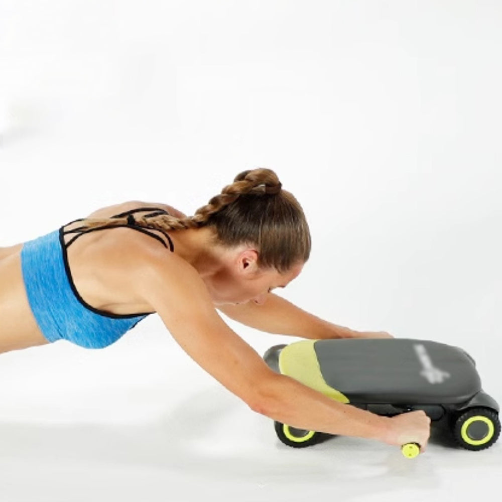 FITPRO Automatic Rebound Ab Roller - 4-Wheel Stable Base, Durable Core Trainer for Home Workouts - Green