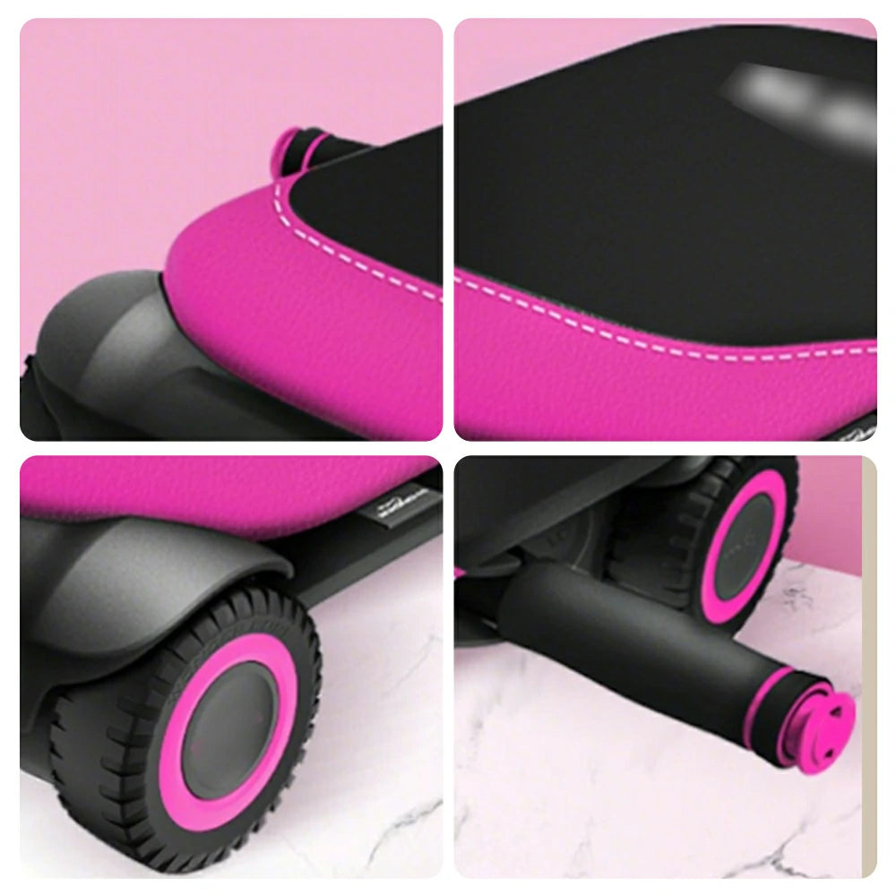FITPRO Automatic Rebound Ab Roller - 4-Wheel Stable Base, Durable Core Trainer for Home Workouts - Pink