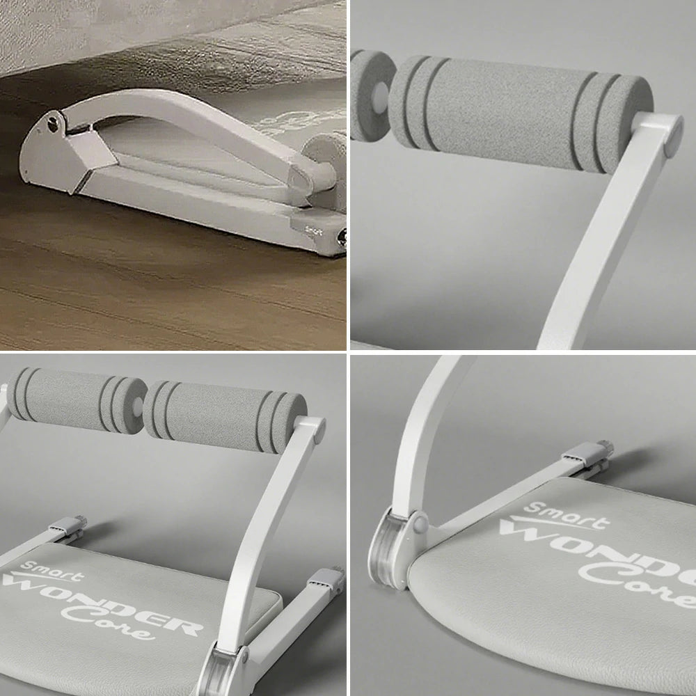 FITPRO Multi-Functional Ab Machine - GS-Grade Steel Frame, Foldable 12cm Slim Core Trainer - Gray