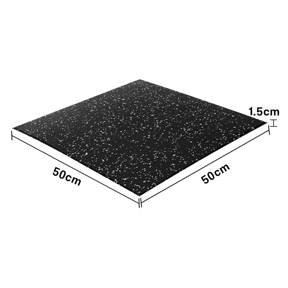 FITPRO Single Piece Flat Base Gym Floor Thickness 1.5cm Mat Anti-Slip Durable Rubber Tile Eco-Friendly High-Resilience Design - Black&White