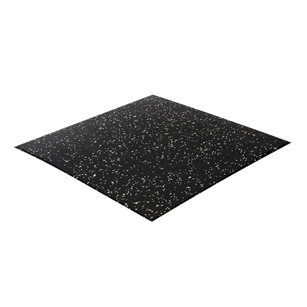 FITPRO Single Piece Flat Base Gym Floor Thickness 1.5cm Mat Anti-Slip Durable Rubber Tile Eco-Friendly High-Resilience Design - Black&White