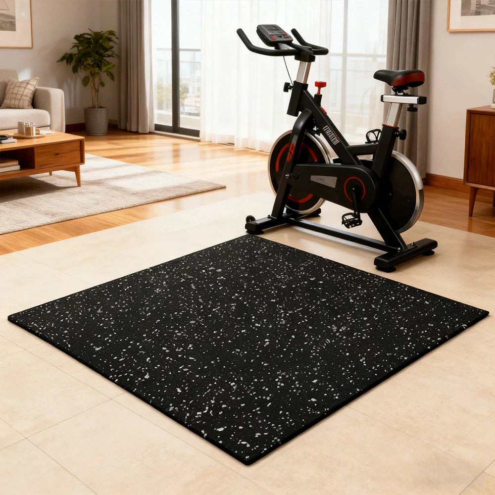 FITPRO Single Piece Interlocking Gym Floor Thickness 2cm Mat Anti-Slip Durable Rubber Tile Eco-Friendly High-Resilience Design - Black&White