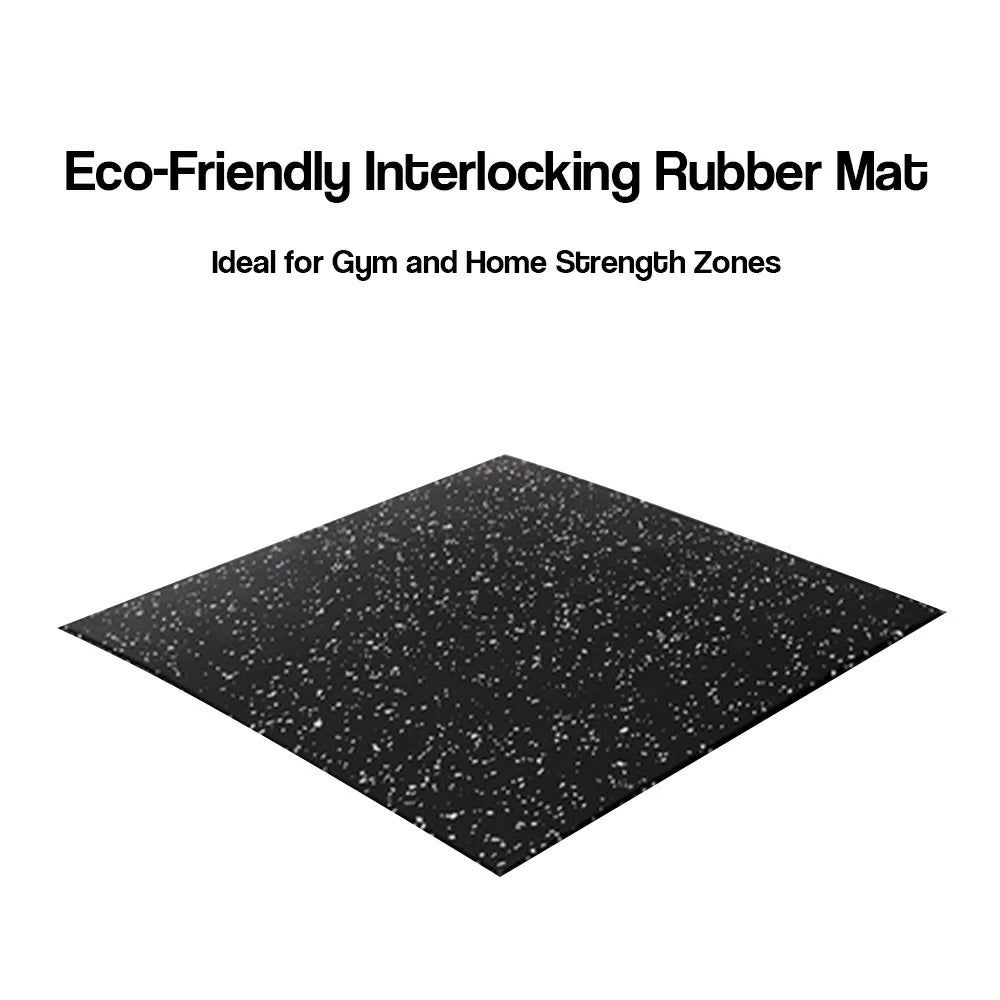 FITPRO Single Piece Interlocking Gym Floor Thickness 2cm Mat Anti-Slip Durable Rubber Tile Eco-Friendly High-Resilience Design - Black&White