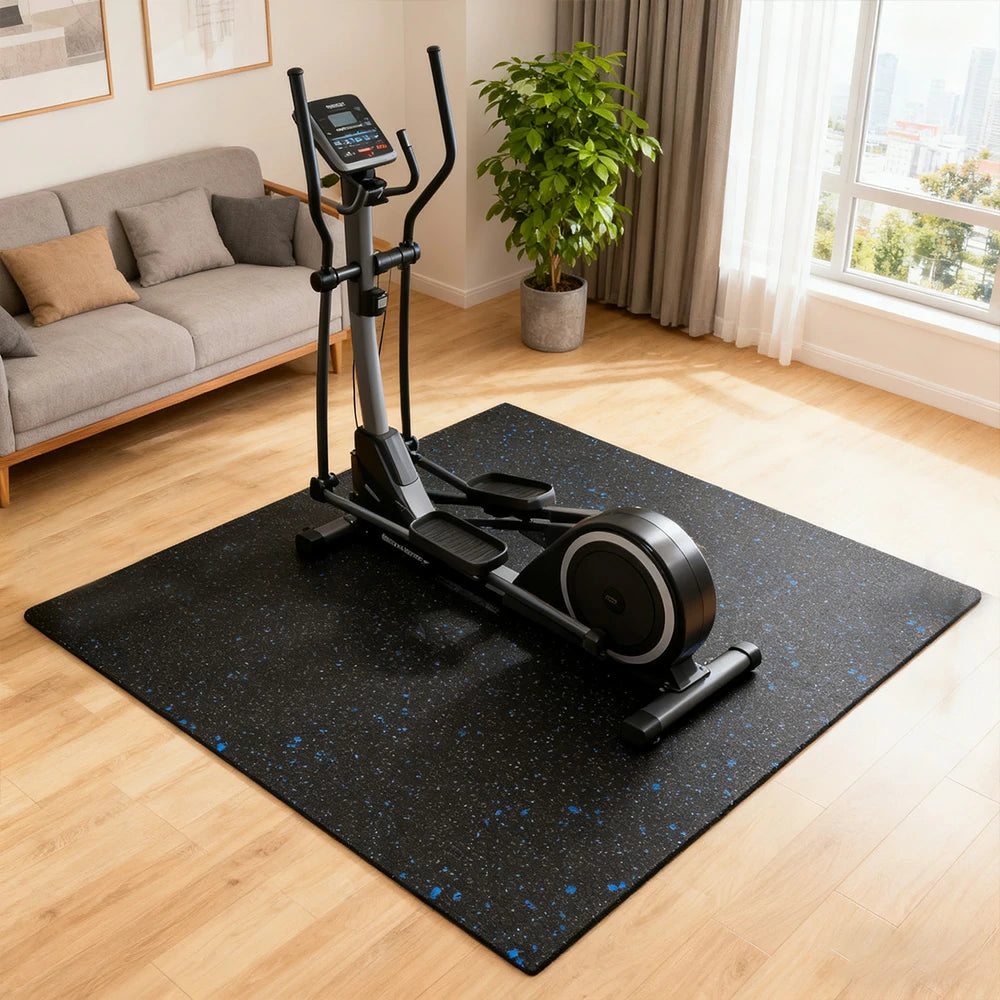 FITPRO Single Piece Interlocking Gym Floor Thickness 2.5cm Mat Anti-Slip Durable Rubber Tile Eco-Friendly High-Resilience Design - Black&Blue