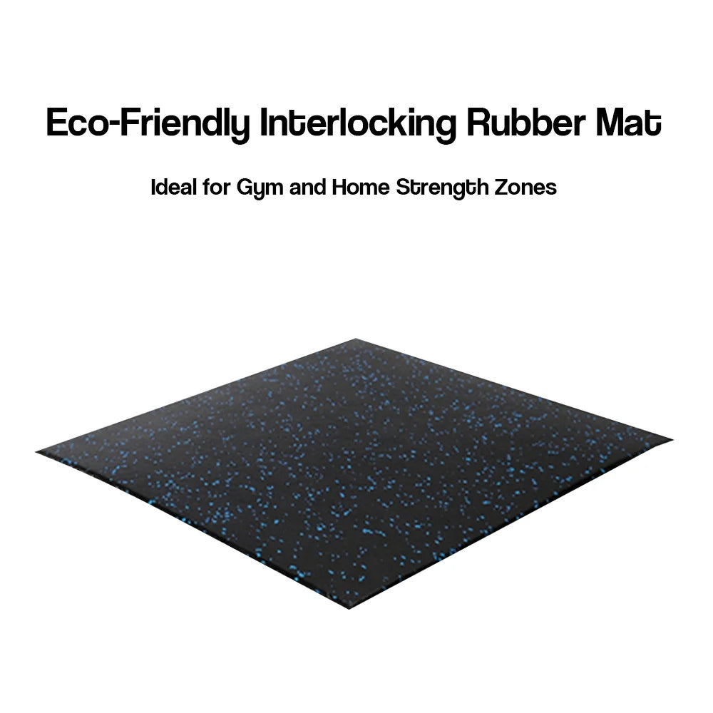 FITPRO Single Piece Interlocking Gym Floor Thickness 2.5cm Mat Anti-Slip Durable Rubber Tile Eco-Friendly High-Resilience Design - Black&Blue