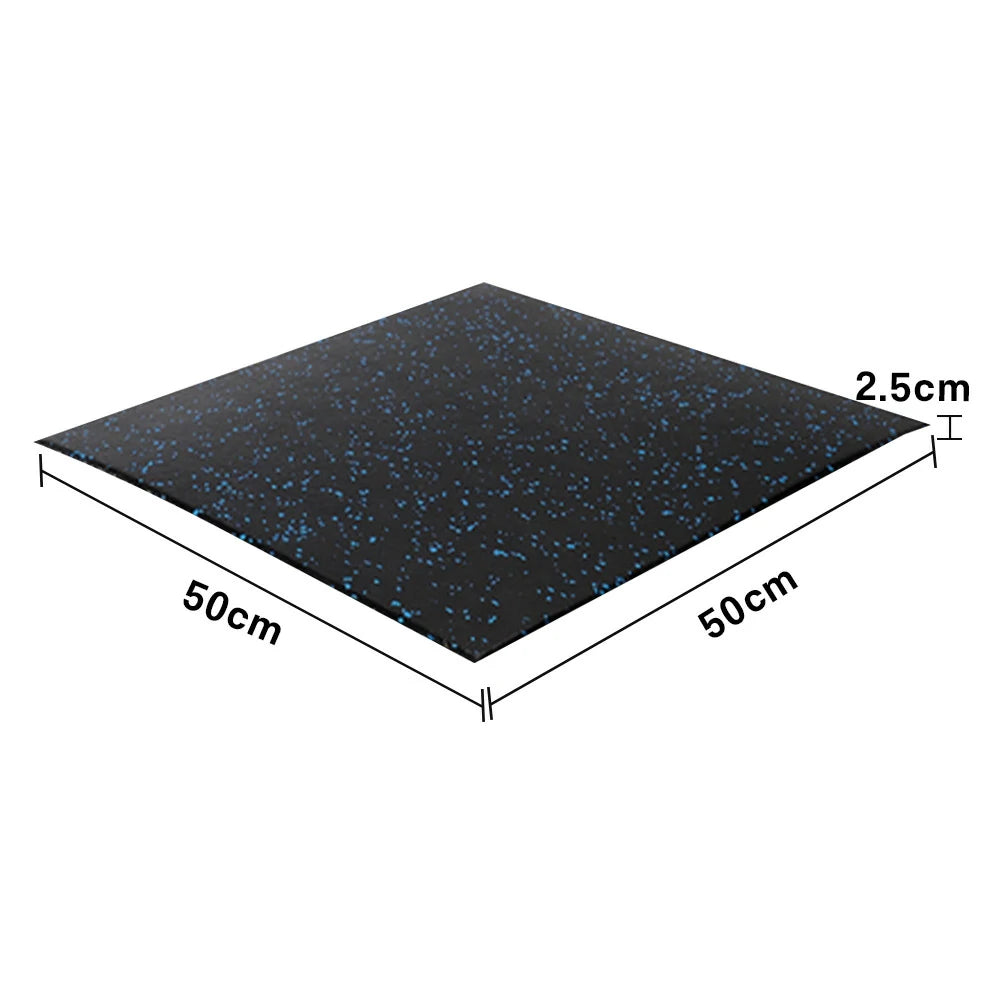 FITPRO Single Piece Interlocking Gym Floor Thickness 2.5cm Mat Anti-Slip Durable Rubber Tile Eco-Friendly High-Resilience Design - Black&Blue