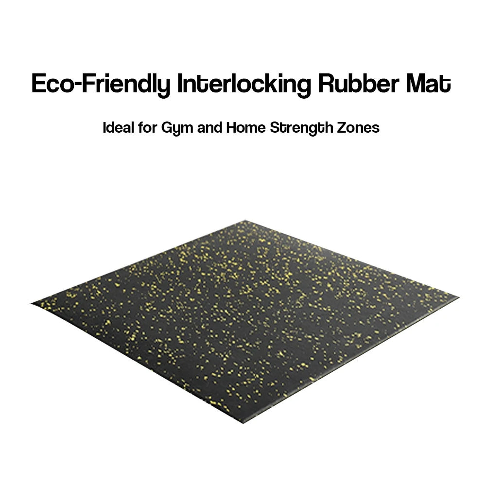 FITPRO Single Piece Interlocking Gym Floor Thickness 3cm Mat Anti-Slip Durable Rubber Tile Eco-Friendly High-Resilience Design - Black&Yellow