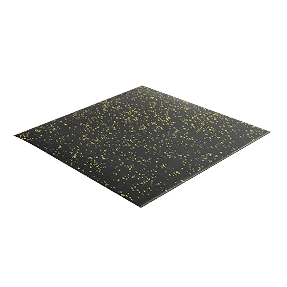 FITPRO Single Piece Interlocking Gym Floor Thickness 3cm Mat Anti-Slip Durable Rubber Tile Eco-Friendly High-Resilience Design - Black&Yellow