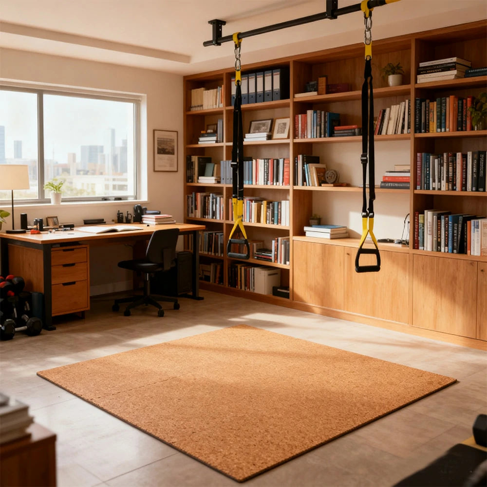 FITPRO Single Piece Interlocking Gym Floor Thickness 2cm Mat Anti-Slip Durable Rubber Tile Eco-Friendly High-Resilience Design - Brown