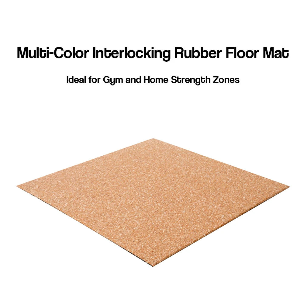 FITPRO Single Piece Interlocking Gym Floor Thickness 2cm Mat Anti-Slip Durable Rubber Tile Eco-Friendly High-Resilience Design - Brown