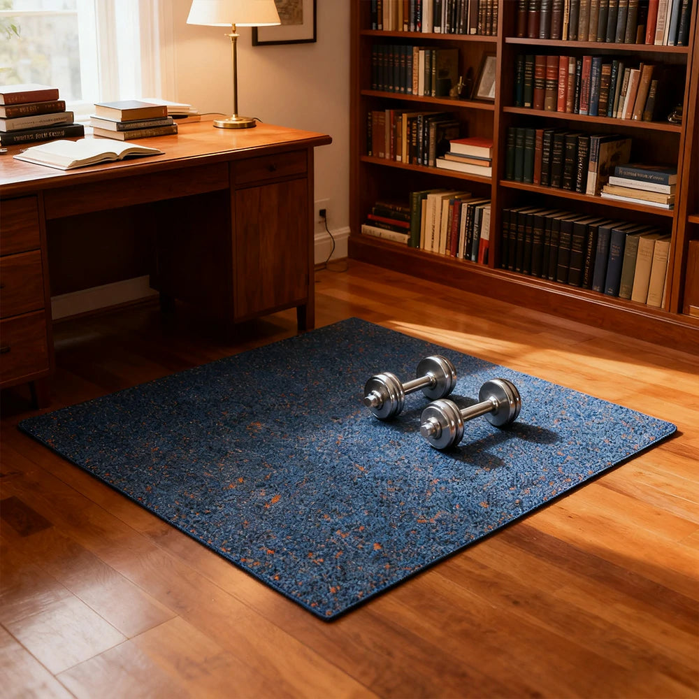 FITPRO Single Piece Interlocking Gym Floor Thickness 2.5cm Mat Anti-Slip Durable Rubber Tile Eco-Friendly High-Resilience Design - Blue