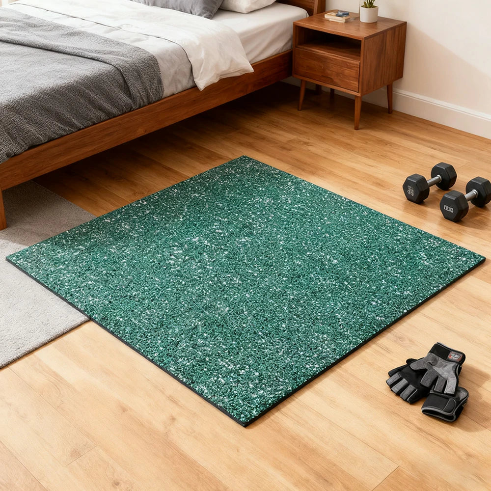 FITPRO Single Piece Interlocking Gym Floor Thickness 3cm Mat Anti-Slip Durable Rubber Tile Eco-Friendly High-Resilience Design - Green