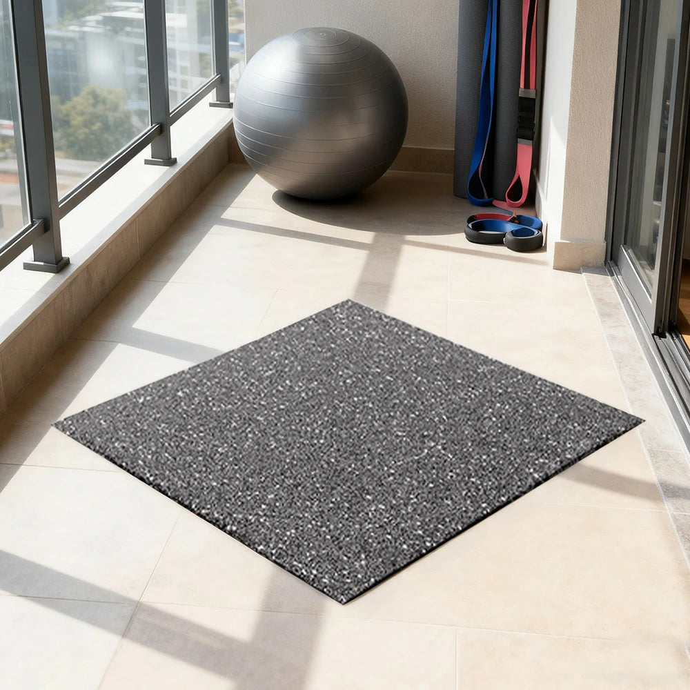 FITPRO Single Piece Interlocking Gym Floor Thickness 4cm Mat Anti-Slip Durable Rubber Tile Eco-Friendly High-Resilience Design - Grey