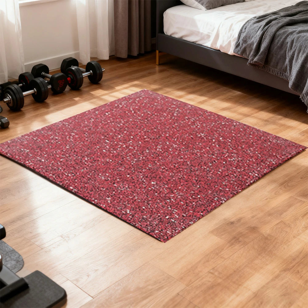 FITPRO Single Piece Interlocking Gym Floor Thickness 5cm Mat Anti-Slip Durable Rubber Tile Eco-Friendly High-Resilience Design - Red