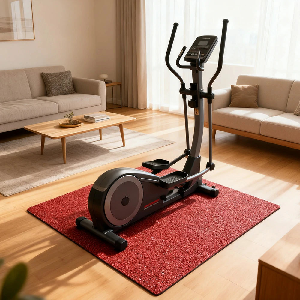 FITPRO Single Piece Interlocking Gym Floor Thickness 5cm Mat Anti-Slip Durable Rubber Tile Eco-Friendly High-Resilience Design - Red