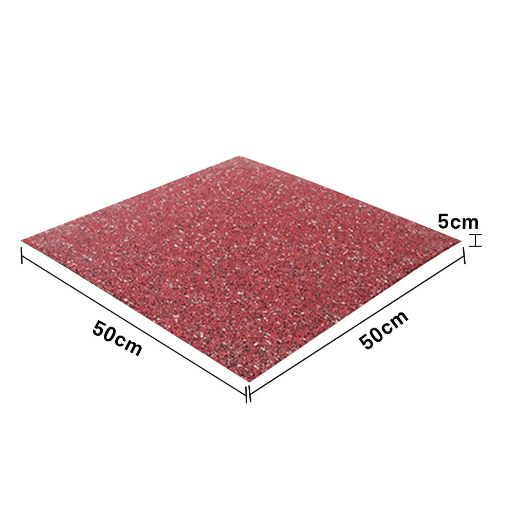 FITPRO Single Piece Interlocking Gym Floor Thickness 5cm Mat Anti-Slip Durable Rubber Tile Eco-Friendly High-Resilience Design - Red