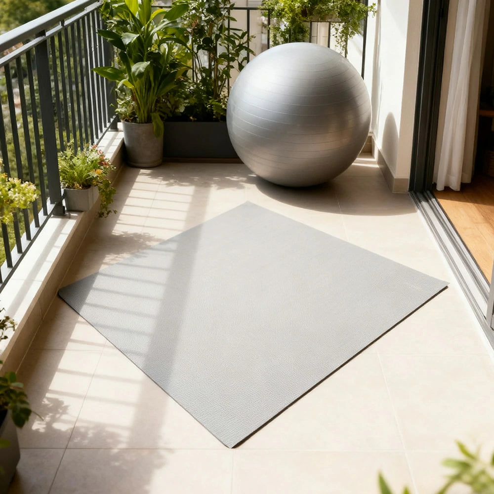 FITPRO Single Piece Interlocking Home Gym Floor Thickness 2cm Mat Anti-Slip Durable Rubber Tile Eco-Friendly High-Resilience Design - Grey